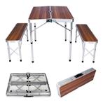 Campingtafel met 2 banken | Opvouwbaar | Hout-design, Verzenden, Nieuw, Campingtafel