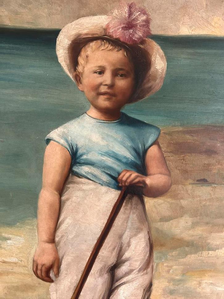 Schilderij XXL kindje aan het strand, Antiek en Kunst, Kunst | Schilderijen | Klassiek, Ophalen