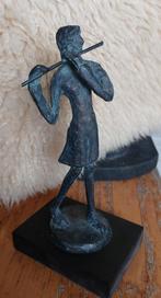 Bronzen beeld van vrouw met dwarsfluit fluit fluitiste brons, Antiek en Kunst, Antiek | Koper en Brons, Brons, Ophalen