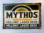 Mythos Bier Reclamebord 30 bij 20 metaal, Verzamelen, Ophalen of Verzenden, Gebruikt