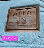 Alfa bier houten handgemaakt bord , met verlichting, Ophalen of Verzenden, Gebruikt, Reclamebord, Plaat of Schild, Overige merken