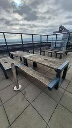 Robuuste picknicktafels+banken, Tuin en Terras, Picknicktafels, Ophalen, Gebruikt, Rechthoekig, Hout
