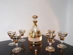 Art Deco Likeurset Booms glas, goud/gesatineerd, Antiek en Kunst, Antiek | Glas en Kristal, Ophalen of Verzenden