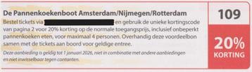 De Pannenkoekenboot Amsterdam/Nijmegen/Rotterdam. Bon nr 109 beschikbaar voor biedingen