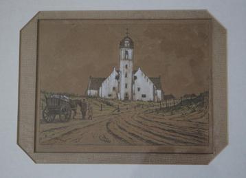 Fraaie prent, kerkje Katwijk. beschikbaar voor biedingen