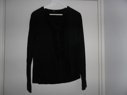 Gustav Zwarte Blouse Met Ruches Maat M, Kleding | Dames, Blouses en Tunieken, Zo goed als nieuw, Maat 38/40 (M), Zwart, Verzenden