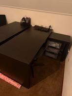 Malm Zwartbruin Bureau - Uitschuifbaar - Als Nieuw, Huis en Inrichting, Bureaus, Ophalen, Zo goed als nieuw, Bureau