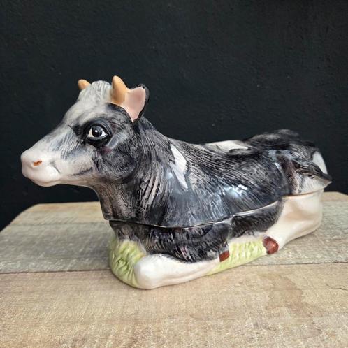 Terrine van Michel Caugant, koe, 28 cm, Antiek en Kunst, Antiek | Keramiek en Aardewerk, Ophalen of Verzenden