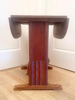 Uniek vintage klap-/hangoorbijzettafeltje Amsterdamse School, Minder dan 55 cm, Rechthoekig, Hout, Ophalen