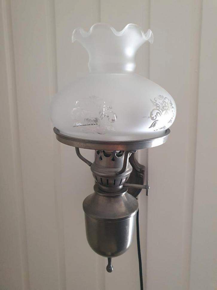 Tinnen Wandlamp Petroleum Model, Antiek en Kunst, Antiek | Lampen, Ophalen of Verzenden