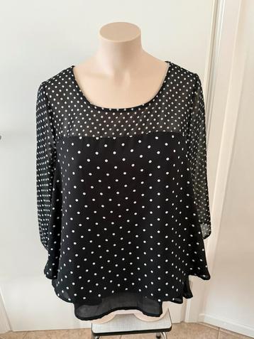 Tuniek shirt | M&S mode | maat 48 | zwart met witte stippen beschikbaar voor biedingen