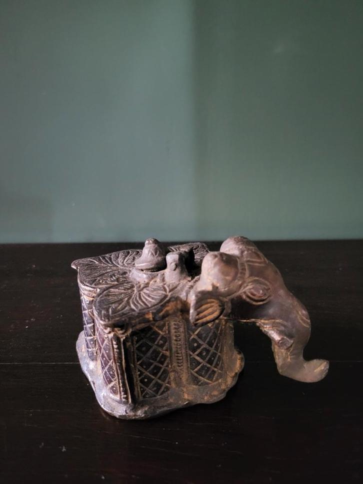 Bronzen olifant olielampje / wierookhouder – handgemaakt, Antiek en Kunst, Antiek | Koper en Brons, Ophalen of Verzenden
