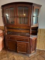 Mooie eikenhouten kast met glazen deuren, Gebruikt, 100 tot 150 cm, Eikenhout, Ophalen of Verzenden