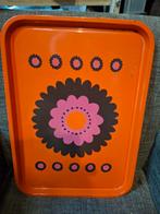 Vintage Oranje Dienblad met Bloemen, Huis en Inrichting, Woonaccessoires | Dienbladen, Ophalen of Verzenden, Gebruikt, Rechthoekig