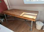 Robuuste steiger houten tafel / bureau, Ophalen, Gebruikt, 50 tot 100 cm, Vijf personen of meer