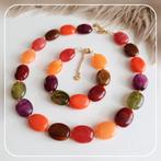 Nieuw! Prachtige chokers en armbanden van ovale acrylkralen, Ophalen of Verzenden, Nieuw, Goud, Goud