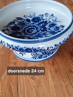 Kastopruiming.. delfsblauwe schaal op voet., Ophalen of Verzenden, Zo goed als nieuw, Rond, Glas