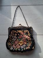 Vintage Petit Point Handtasje, Ophalen of Verzenden, Gebruikt, Zwart, Handtas
