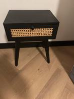 Zwarte nachtkastjes met rotan vlak, Ophalen, Gebruikt, Minder dan 45 cm, Minder dan 55 cm