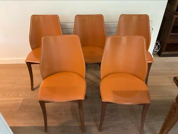 5 eetkamerstoelen cognackleur