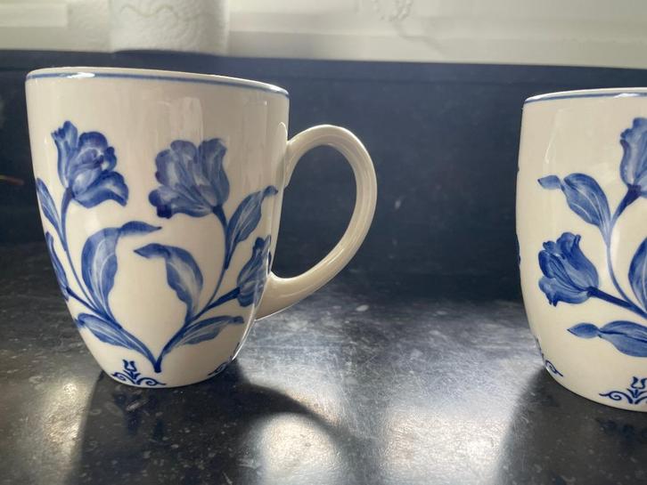 Heinen delft blauw, 2 koffie mokken, Huis en Inrichting, Keuken | Servies, Nieuw, Kop(pen) en/of Schotel(s), Overige stijlen, Aardewerk