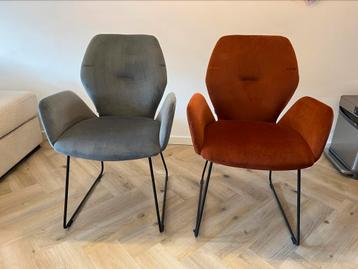 Set van 6 Goossens eetkamerstoelen Hera - 3x koper/3x grijs