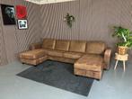 GRATIS LEVERING U-Bank Cognac 340x170x170 REFURBISHED, Stof, Hoekbank, 300 cm of meer, Ophalen of Verzenden