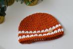 Babymutsje unisex, roestbruin met creme, Kinderen en Baby's, Babykleding | Mutsen, Sjaals en Wanten, Maat 50, Jongetje of Meisje