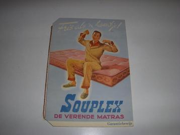 Folder met garantiebewijs SOUPLEX De verende Matras 1950 beschikbaar voor biedingen