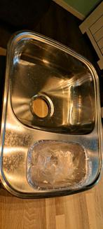 RVS spoelbak met kleine bak, Huis en Inrichting, Keuken | Keukenelementen, Ophalen, Minder dan 50 cm, Gebruikt, Grijs