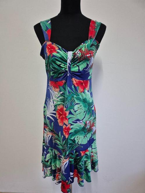 J357 - Zomerse Biaginni spaghettiband jurk maat M (1), Kleding | Dames, Jurken, Zo goed als nieuw, Maat 38/40 (M), Onder de knie