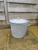 Oude zinken waston emmer met deksel, Huis en Inrichting, Emmers, Ophalen, Gebruikt, Kunststof, Met deksel