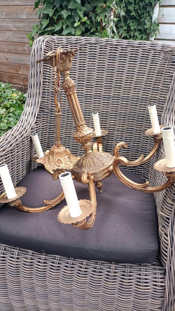 Verzwaarde kroonluchter (6-arms), Huis en Inrichting, Lampen | Kroonluchters, Zo goed als nieuw, Ophalen