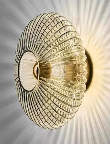 Nieuwe plafond wandlamp glas cognac in doos beschikbaar voor biedingen
