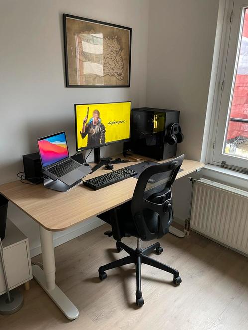 Ikea Bekant elektrisch zit sta bureau 160x80, Huis en Inrichting, Bureaus, Gebruikt, Bureau, Elektrisch, In hoogte verstelbaar