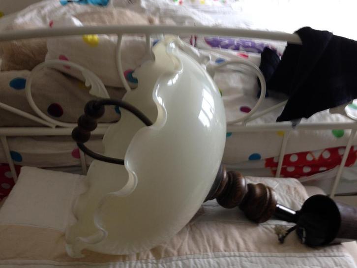 Hanglamp met glazen kap, Huis en Inrichting, Lampen | Hanglampen, Gebruikt, Minder dan 50 cm, Glas, Ophalen