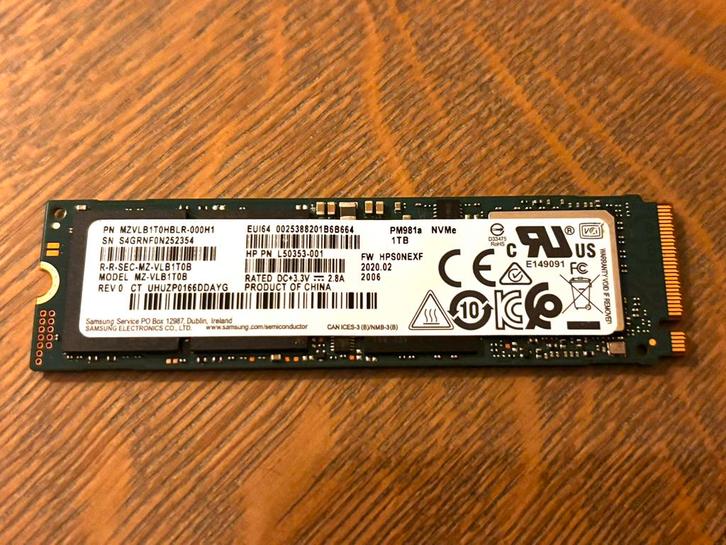 1TB Samsung M.2 NVME SSD - Meerdere Beschikbaar, Computers en Software, Harde schijven, Zo goed als nieuw, Laptop, Intern, SSD
