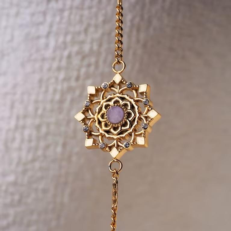 Holzkern armband geelgoud met amethist, nieuw, Overige materialen, Verzenden, Nieuw, Met edelsteen