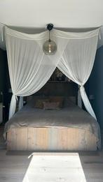 Steigerhouten bed 160x200 met lattenbodem exclusief matras, 160 cm, Gebruikt, Ophalen of Verzenden, Bruin