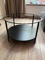 Ronde glazen salontafel, Huis en Inrichting, Tafels | Salontafels, Ophalen, Gebruikt, 50 tot 100 cm, Rond