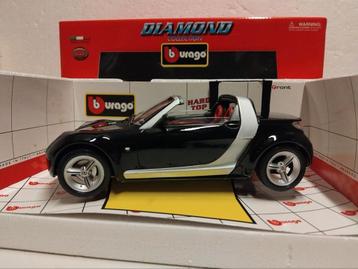 Smart Roadster incl dak zwart Bburago metal 1:18 KRD beschikbaar voor biedingen