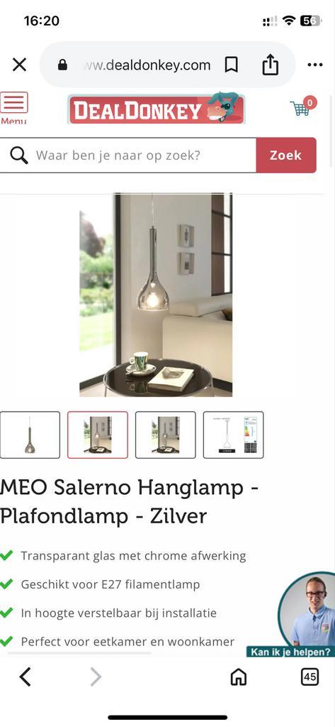 5x Salerno Meo Hanglamp Zilver/Chroom - Nieuwstaat!, Huis en Inrichting, Lampen | Hanglampen, Nieuw, Minder dan 50 cm, Glas, Metaal