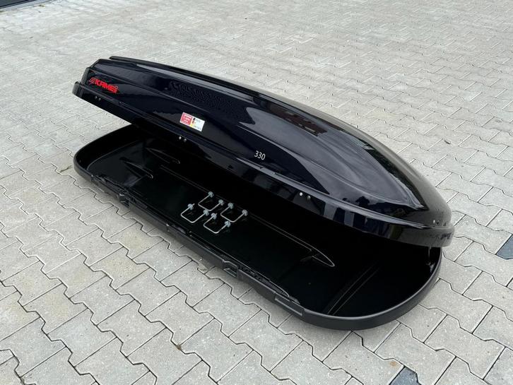 IN NIEUWSTAAT grote Kamei Husky 330L glans dakkoffer skibox, Auto diversen, Dakkoffers, Zo goed als nieuw, Ophalen of Verzenden