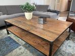 Vintage salon tafel hout met metalen frame, Ophalen, 100 tot 150 cm, Vintage, 50 tot 100 cm