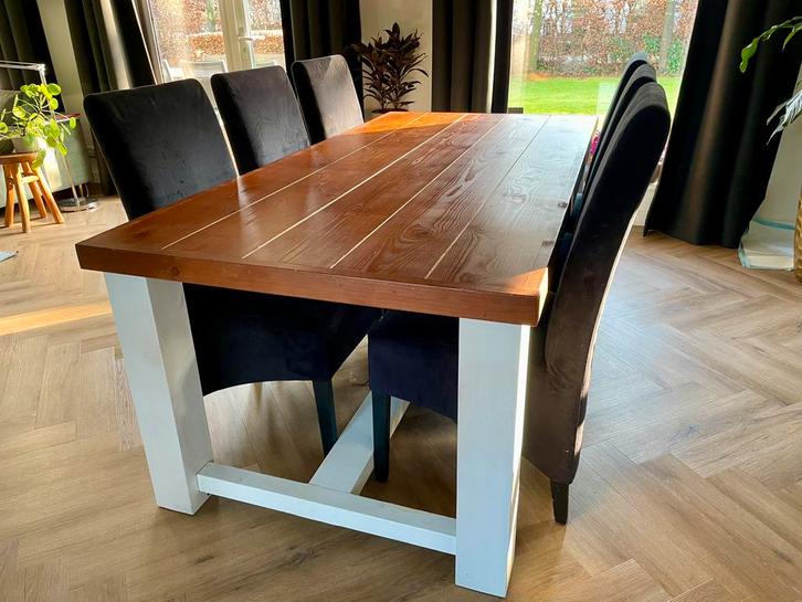 6 persoons tafel + 6 stoelen, Huis en Inrichting, Complete eetkamers, Gebruikt, 4 tot 6 stoelen, Ophalen