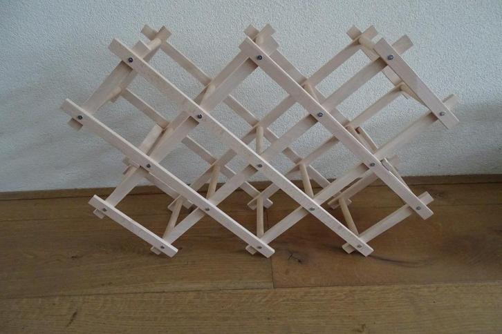 houten wijnrek 10 flessen. opklapbaar, Huis en Inrichting, Woonaccessoires | Wijnrekken, Zo goed als nieuw, Minder dan 50 cm, Hout