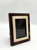 Vintage fotolijstje hout/kokos met lichte rand – boho stijl, Ophalen of Verzenden, Gebruikt, Overige materialen, Minder dan 50 cm