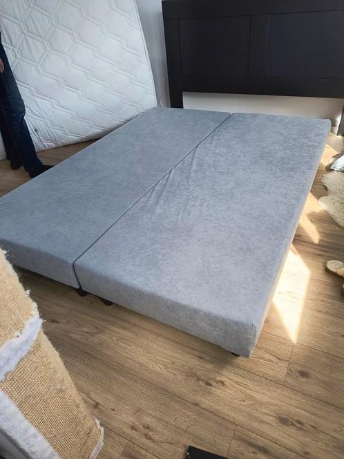 Boxspring 160x210 met matras, Huis en Inrichting, Slaapkamer | Boxsprings, Gebruikt, 160 cm, 210 cm, Tweepersoons, Grijs, Ophalen