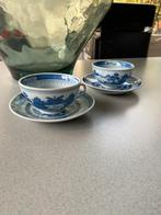 Chinese Thee kop en schotels wit/blauw 2 stuks, Antiek en Kunst, Ophalen of Verzenden