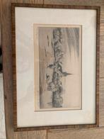 Ets Hendrik de Laat - Oud Vlijmen, ingelijst, Antiek en Kunst, Ophalen of Verzenden